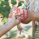 Terço Nossa Senhora Fátima Madeira Rosa 8mm Cordão