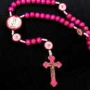 Terço Nossa Senhora Fátima Madeira Rosa 8mm Cordão