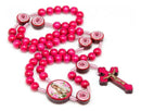 Terço Nossa Senhora Fátima Madeira Rosa 8mm Cordão