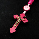 Terço Nossa Senhora Fátima Madeira Rosa 8mm Cordão